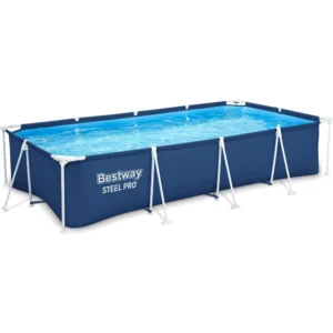 Steel Pro 13 Foot x 32 Inch Rectangular Above Ground Outdoor Pool Steel Framed Vinyl Swimming Pool with 1,506 Gallon Water Capa