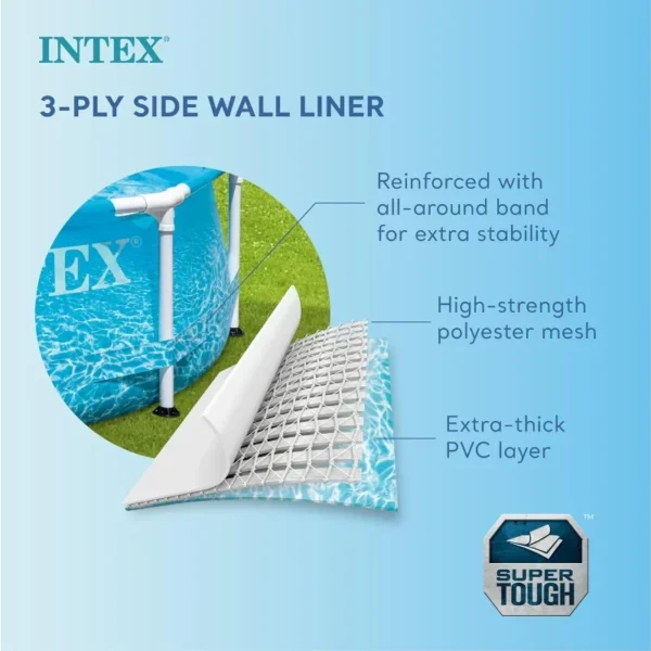 Intex 28206EH Large Round Above Ground Swimming Pool with Reinforced Sidewalls and Metal Frame for Backyard or Outdoor Use, - Image 4