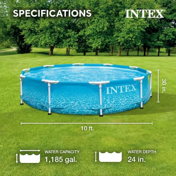 Intex 28206EH Large Round Above Ground Swimming Pool with Reinforced Sidewalls and Metal Frame for Backyard or Outdoor Use, - Image 2