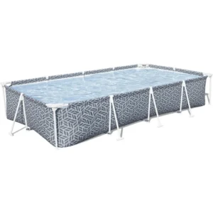 13 Foot x 32 Inch Rectangular Above Ground Outdoor Pool Steel Framed Vinyl Swimming Pool with 1,506 Gallon Water Capacity, Blue