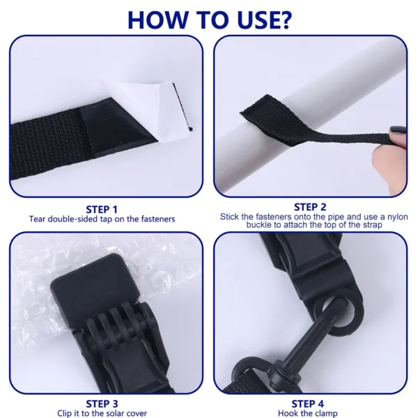 24Pcs Swimming Pool Solar Cover Straps and Clips Including 8 Straps 8 Clips and 8 Touch Fastener for In-Ground Swimming Pool - Image 6