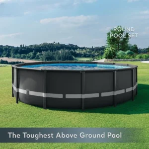 Frame 14' x 42" Round Above Ground Outdoor Swimming Pool Set with Sand Filter Pump, Ladder, Ground Cloth, and Pool Cover