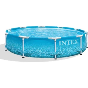 Intex 28206EH Large Round Above Ground Swimming Pool with Reinforced Sidewalls and Metal Frame for Backyard or Outdoor Use,