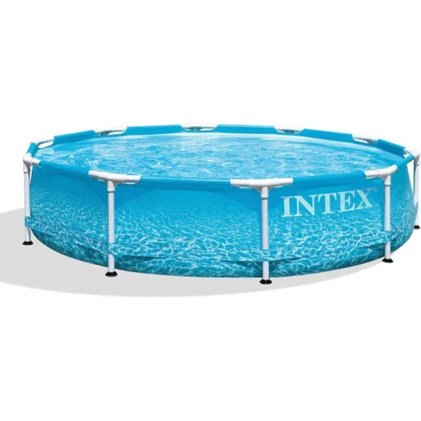 Intex 28206EH Large Round Above Ground Swimming Pool with Reinforced Sidewalls and Metal Frame for Backyard or Outdoor Use,
