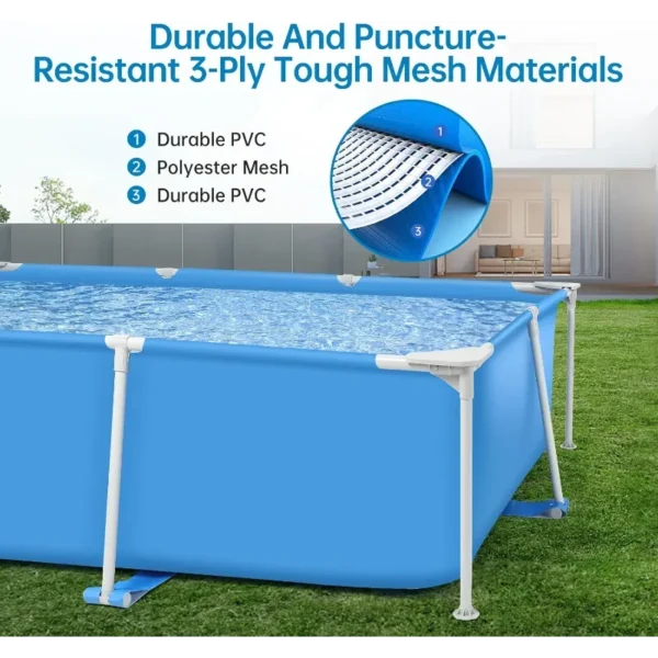 Jojoka 118x 79 x 26 inch Rectangular Frame Pool Outdoor Backyard Above Ground Swimming Pool - Image 3