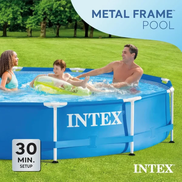 Metal Frame 12 ft x 30 in Round Above Ground Outdoor Backyard Swimming Family Pool for Kids and Adults Ages 6 and Up, Blue - Image 5