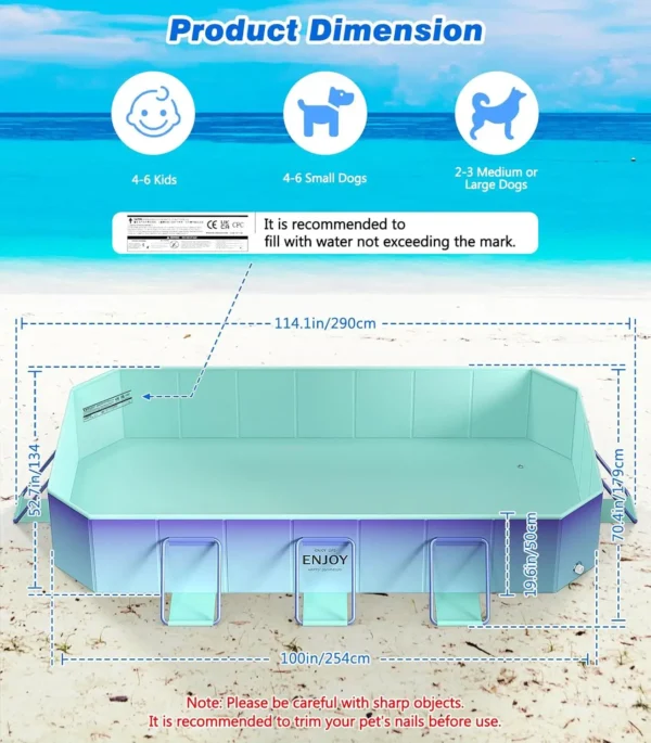 Non-Inflatable Swimming Pool for Kids and Pets, Framed Swimming Pools, Foldable Dog Pool with Sturdy Support, Space-Saving Kiddi - Image 3