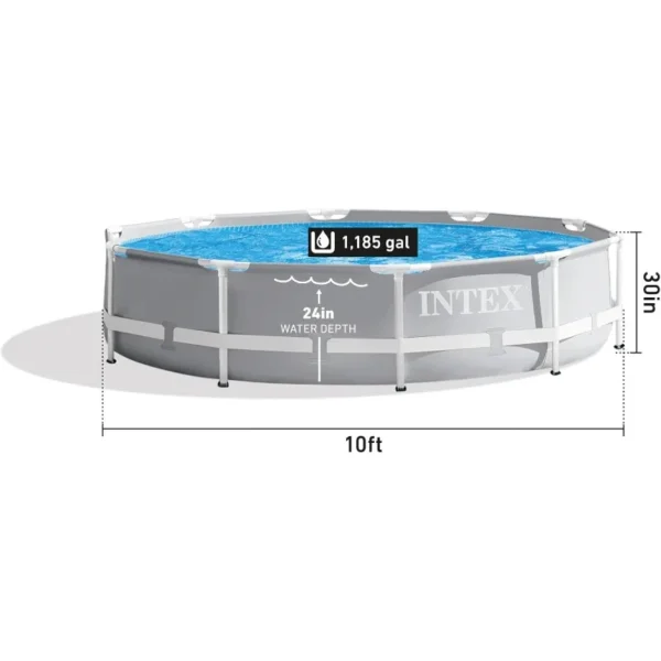 INTEX 26700EH Prism Frame Premium Above Ground Swimming Pool: 10ft x 30in – SuperTough Puncture Resistant – Rust Resistant - Image 4