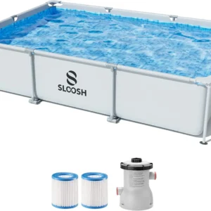 Rectangular Above Ground Pool - 10ft x 6.8ft x 26inch Outdoor Frame Above Ground Swimming Pool Set
