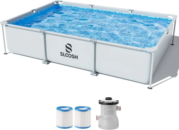 Rectangular Above Ground Pool - 10ft x 6.8ft x 26inch Outdoor Frame Above Ground Swimming Pool Set
