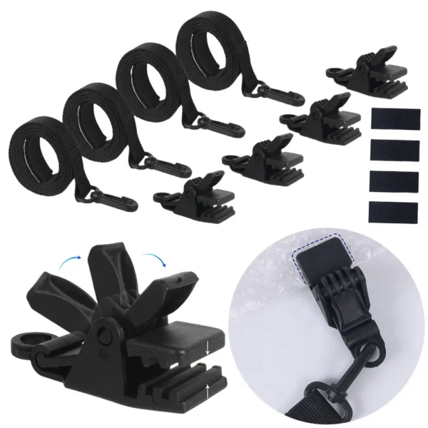 24Pcs Swimming Pool Solar Cover Straps and Clips Including 8 Straps 8 Clips and 8 Touch Fastener for In-Ground Swimming Pool - Image 3