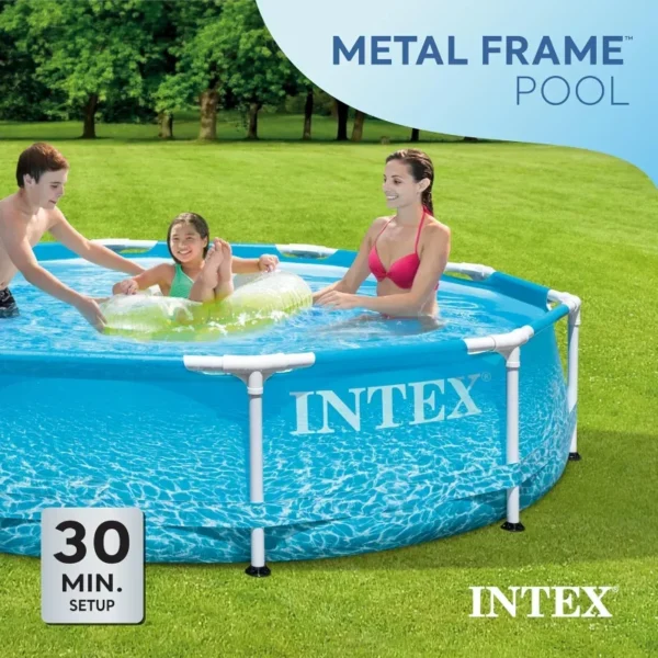 Intex 28206EH Large Round Above Ground Swimming Pool with Reinforced Sidewalls and Metal Frame for Backyard or Outdoor Use, - Image 3