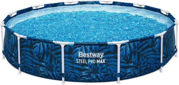 Steel Pro MAX - Round Swimming Pool Set - 12' x 30" Tropical - Above Ground, Tritech Construction, Filter Pump, Steel Frame, Cli