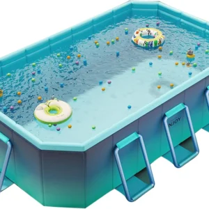 Foldable Pool for Kids and Adults Non Inflatable Pool Outdoor Swimming Ice Blue Kiddie Pools Thickened Support Dog Pool Garden B