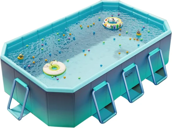Foldable Pool for Kids and Adults Non Inflatable Pool Outdoor Swimming Ice Blue Kiddie Pools Thickened Support Dog Pool Garden B