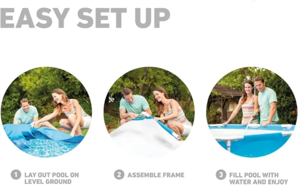 Metal Frame 12 ft x 30 in Round Above Ground Outdoor Backyard Swimming Family Pool for Kids and Adults Ages 6 and Up, Blue - Image 2