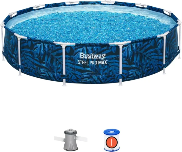 Steel Pro MAX - Round Swimming Pool Set - 12' x 30" Tropical - Above Ground, Tritech Construction, Filter Pump, Steel Frame, Cli - Image 5