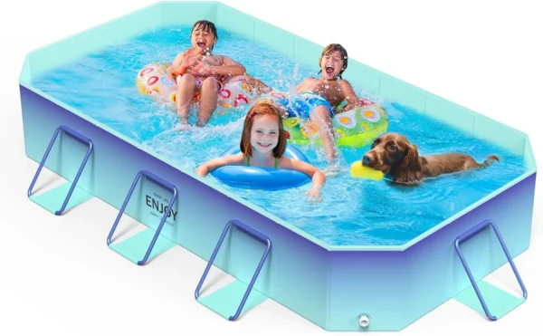 Non-Inflatable Swimming Pool for Kids and Pets, Framed Swimming Pools, Foldable Dog Pool with Sturdy Support, Space-Saving Kiddi