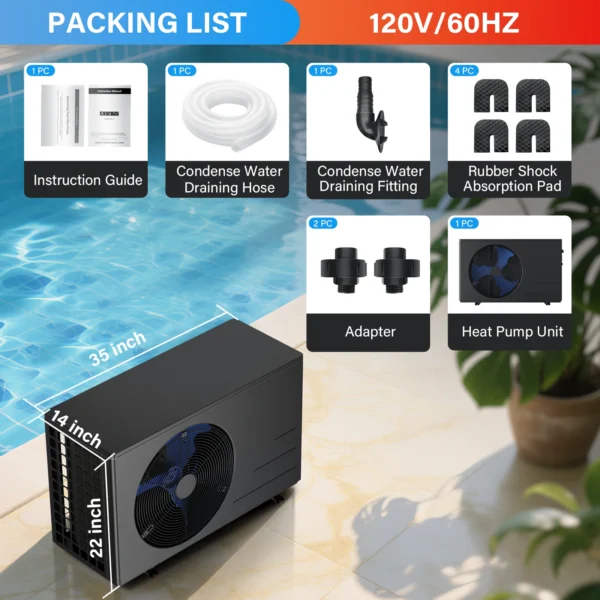 30000 BTU Above Ground Swimming Pools Heater Electric Pool Heater With Wi-Fi Heat Pump Swimming Pool Smart App - Image 2