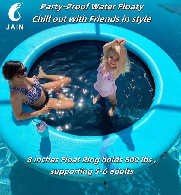 Free shipping Inflatable Water Hammock Floating Platform Swimming Pool Mat Round Pontoon With Ramp Mesh 8ft/8inch - Image 5