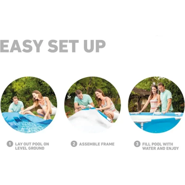 Intex 28206EH Large Round Above Ground Swimming Pool with Reinforced Sidewalls and Metal Frame for Backyard or Outdoor Use, - Image 6