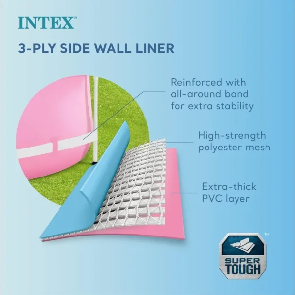 Intex 8ft x 2.5ft Easy to Assemble Large Round Metal Frame Above Ground Swimming Pool with Dual Suction Outlet Fittings, Pink - Image 4