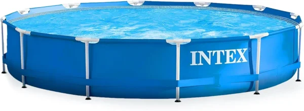 Metal Frame 12 ft x 30 in Round Above Ground Outdoor Backyard Swimming Family Pool for Kids and Adults Ages 6 and Up, Blue