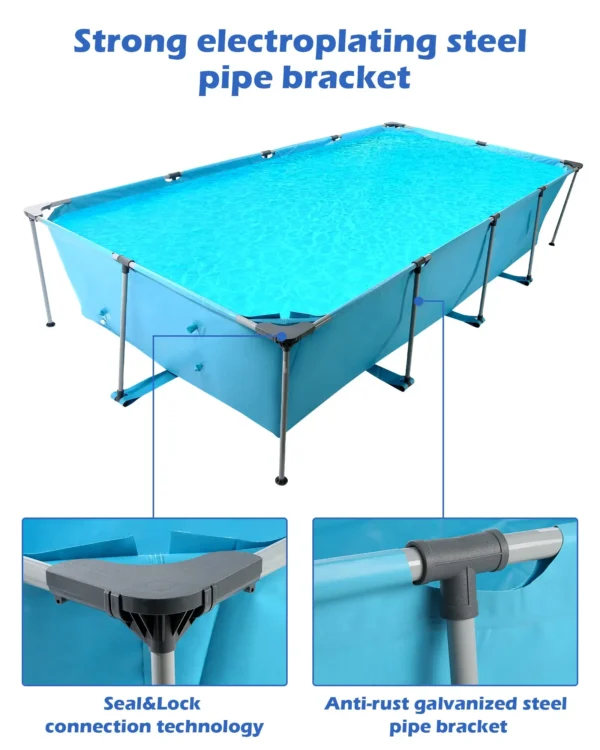 Swimming Pool Above Ground Outdoor 15ft Rectangle Frame Pool Type 178" x 87" Swimming Pool with Metal Frame for Backyard Use - Image 3