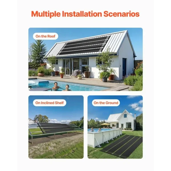 Solar Pool Heater 2.75x20 Foot Aboveground Pool Heating System Two Panels Energy Efficient Warm Water Solution - Image 3