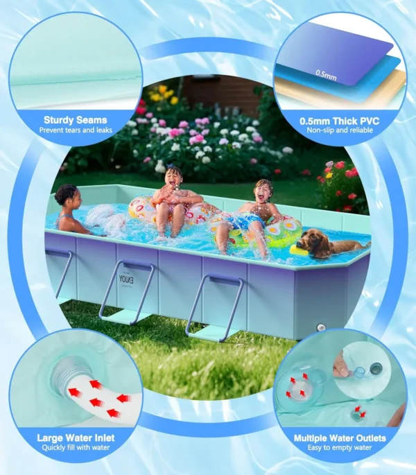 Non-Inflatable Swimming Pool for Kids and Pets, Framed Swimming Pools, Foldable Dog Pool with Sturdy Support, Space-Saving Kiddi - Image 6
