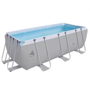 Grey Rectangular Steel Frame Pool Portable Plastic Pool 400cm X 200cm X 99cm