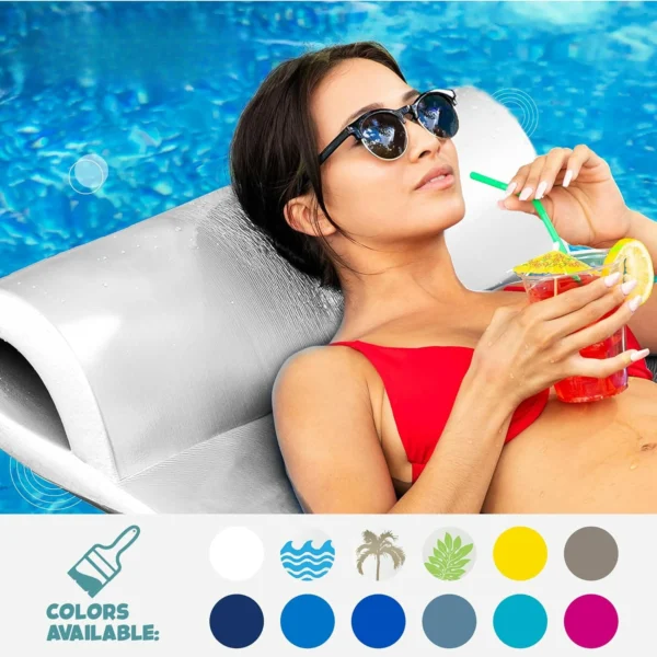 Sunsation Vinyl Coated Foam Swimming Pool Float Mat Adult Lounger with Built-in Roll Pillow - Image 3