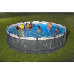 15" x 42" Round Above Ground Swimming Pool Set Outdooor Metal Frame Family Pool with Filter Pump, Ladder, and Cover