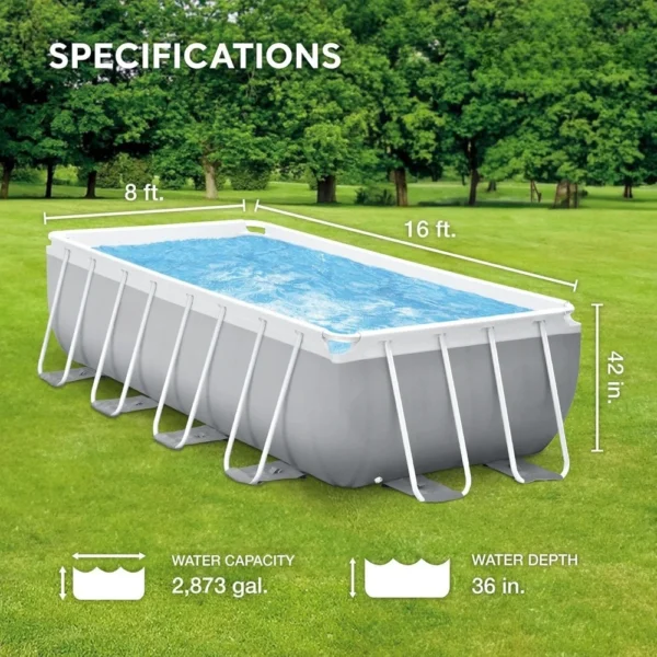 Swimming Pool,Prism Frame Premium Rectangular Above Set Complete Set Includes 1000 GPH Cartridge Filter Pump,Swimming Pool