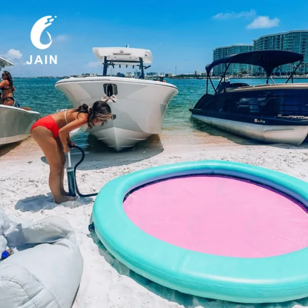 Free shipping Inflatable Water Hammock Floating Platform Swimming Pool Mat Round Pontoon With Ramp Mesh 8ft/8inch - Image 2