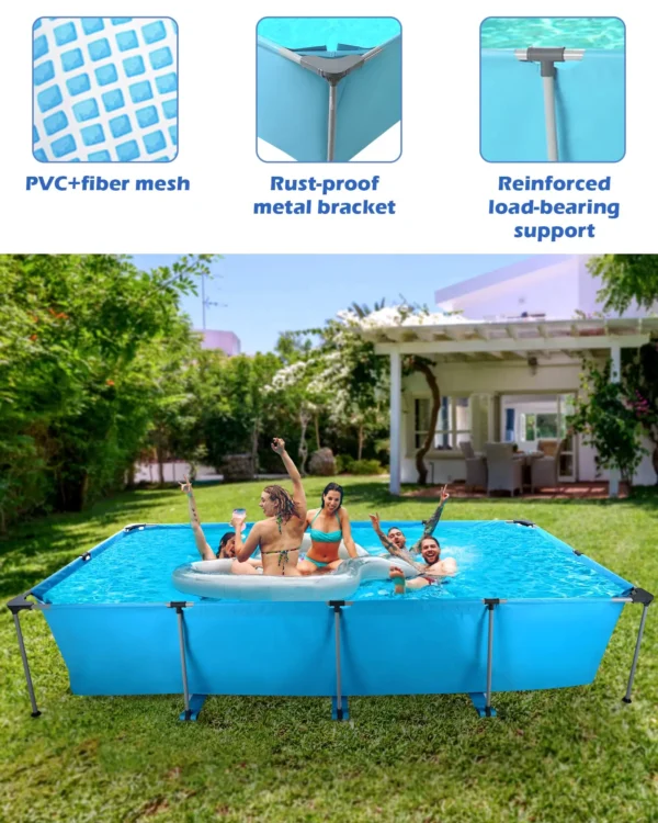 Swimming Pool Above Ground Outdoor 15ft Rectangle Frame Pool Type 178" x 87" Swimming Pool with Metal Frame for Backyard Use - Image 2