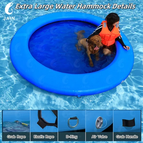 Free shipping Inflatable Water Hammock Floating Platform Swimming Pool Mat Round Pontoon With Ramp Mesh 8ft/8inch - Image 4